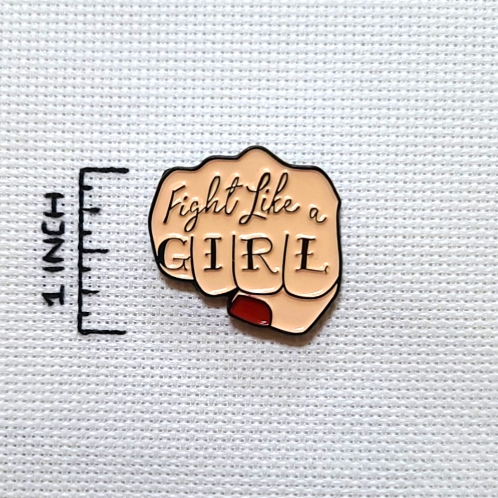 Fight Like a Girl Enamel Needle Minder